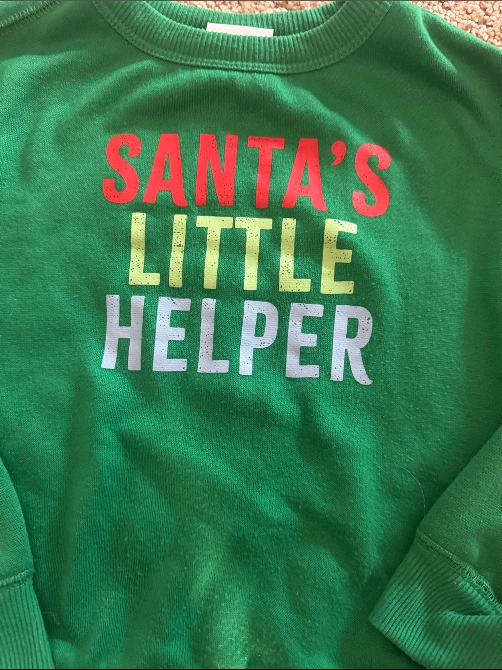 Wondershop Green Kids Sweatshirt with Multi-Color 'Santa's Little Helper' Text